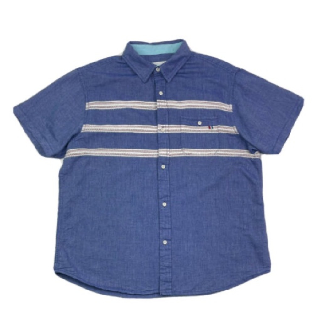 Sol Angeles Mens Short Sleeve Chambray Shirt Size Medium Indigo Blue